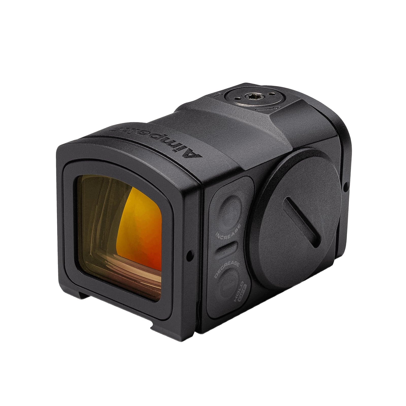 Acro P-2 red dot sight, front three-quarter view