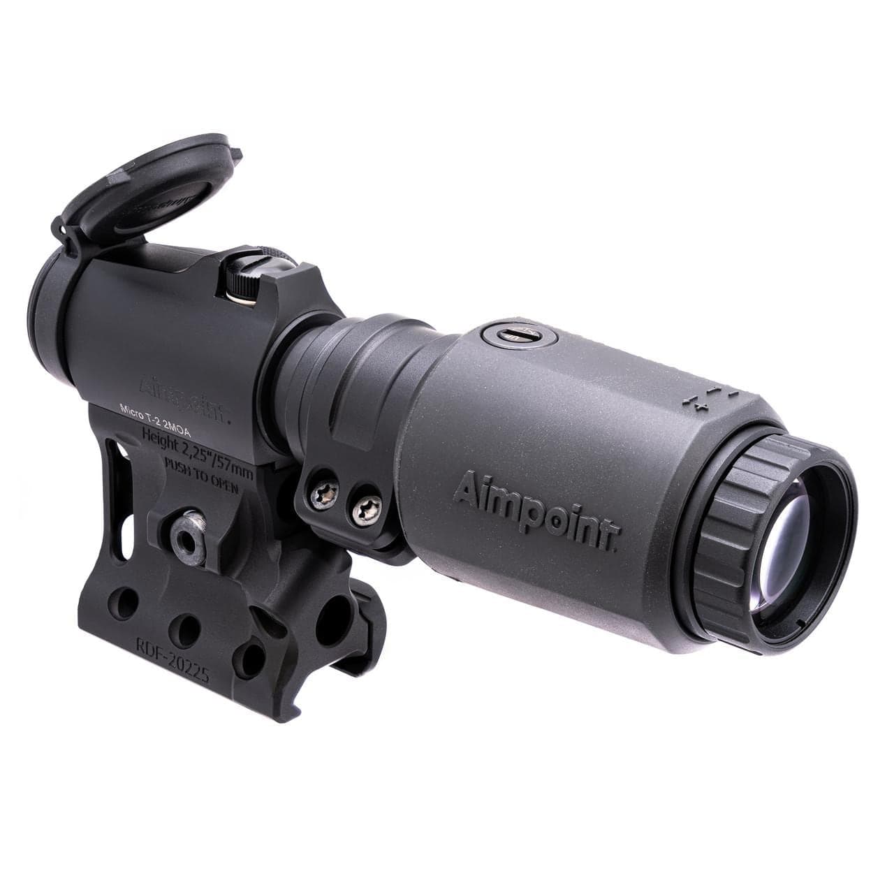 3X-P magnifier with Micro T-2 behind it, three-quarter view