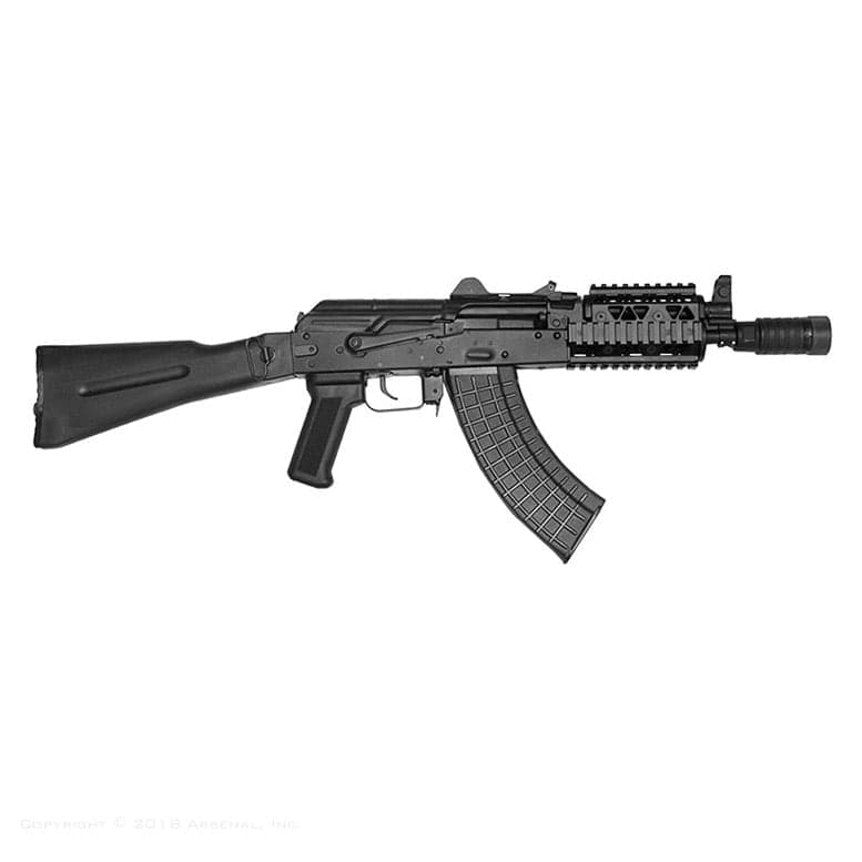 SLR107UR SBR with quad rail and polymer stock, left side view on a white background
