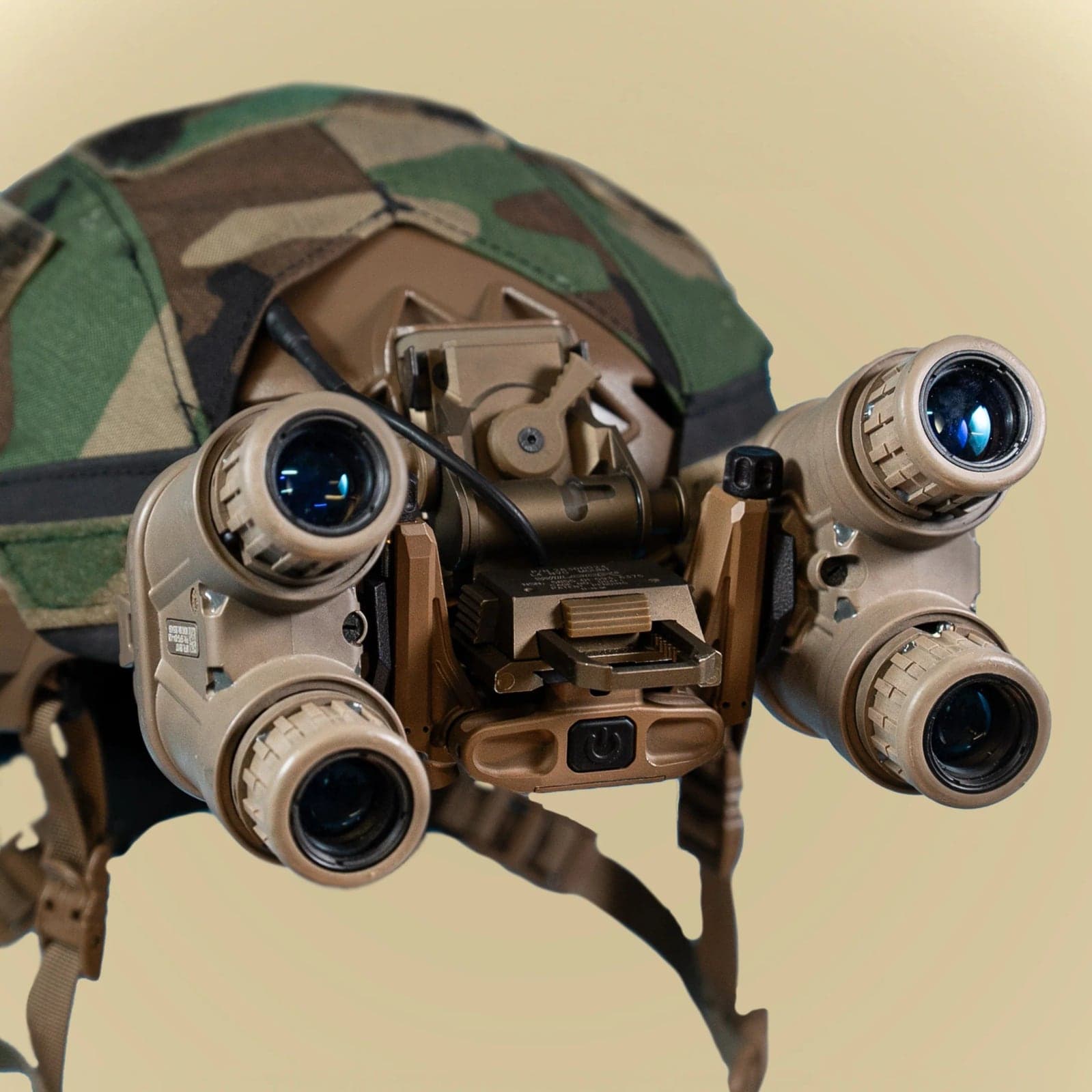 Coyote brown Chimera with pods articulated apart, on a white background