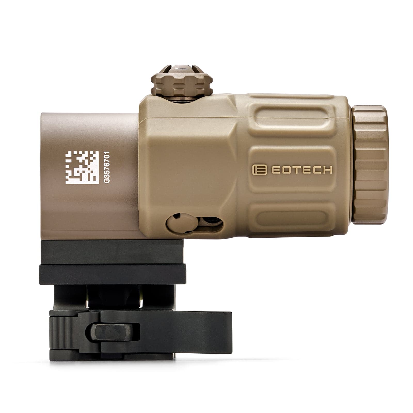G33 magnifier in tan on its Switch-To-Side mount