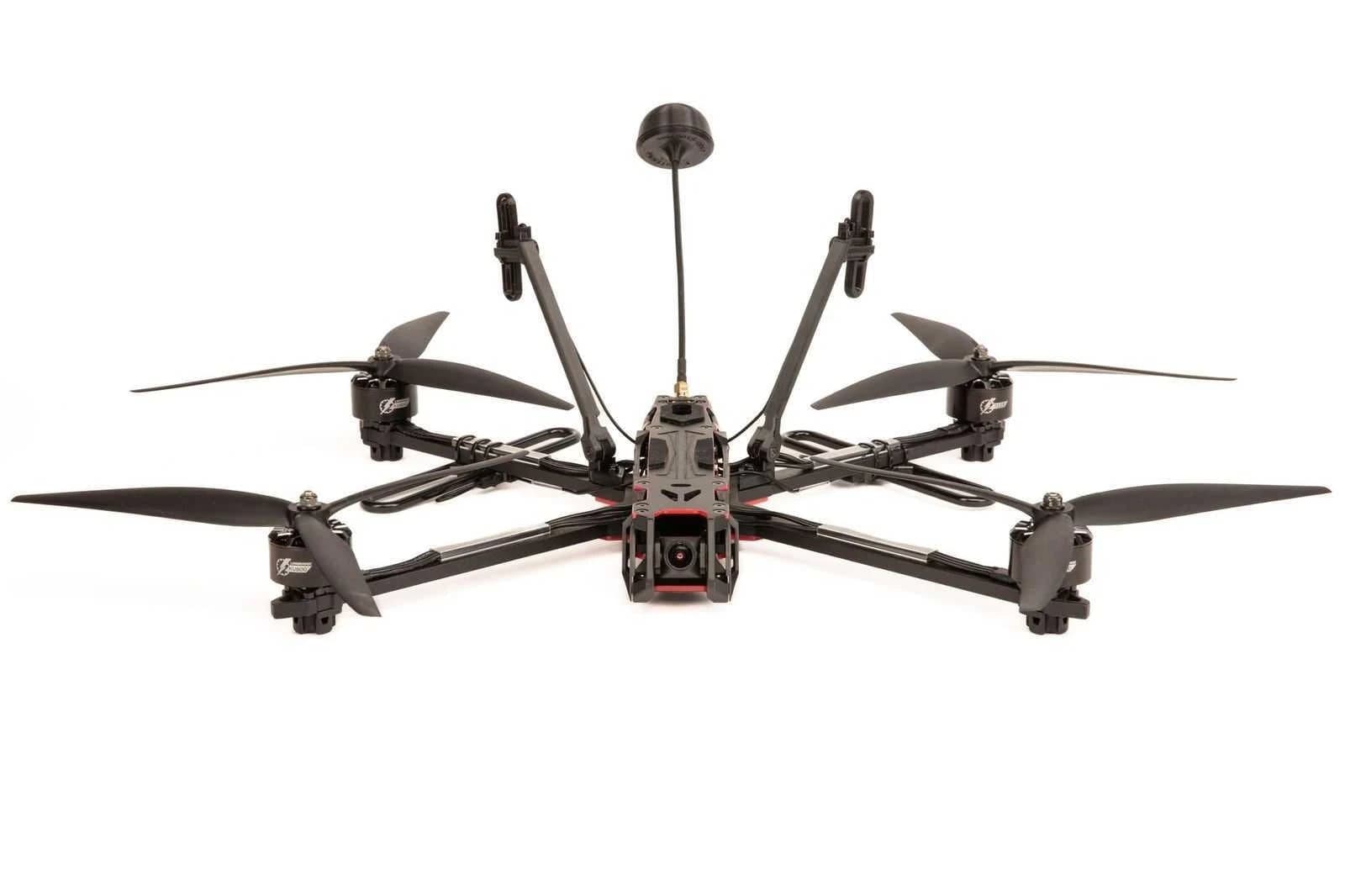 F10 strike FPV quadcopter on a white background
