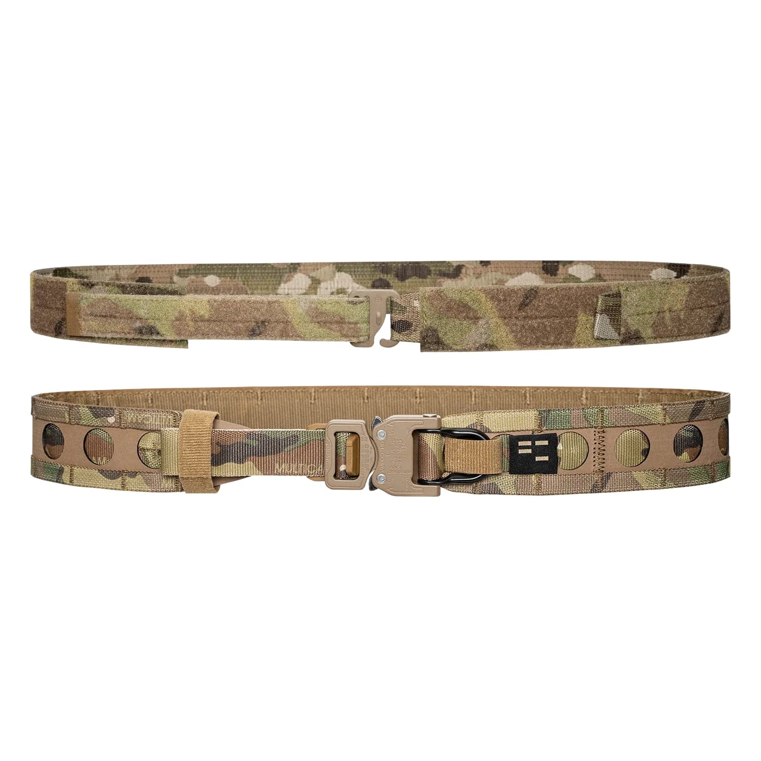 MultiCam Ferro Concepts Bora Belt shown front and rear with Cobra buckle