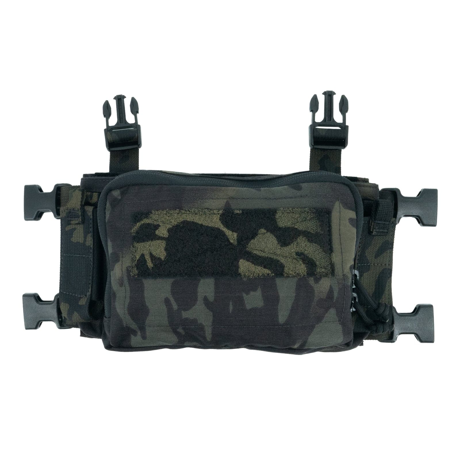 Micro Chest Rig placard in MultiCam Black, front view