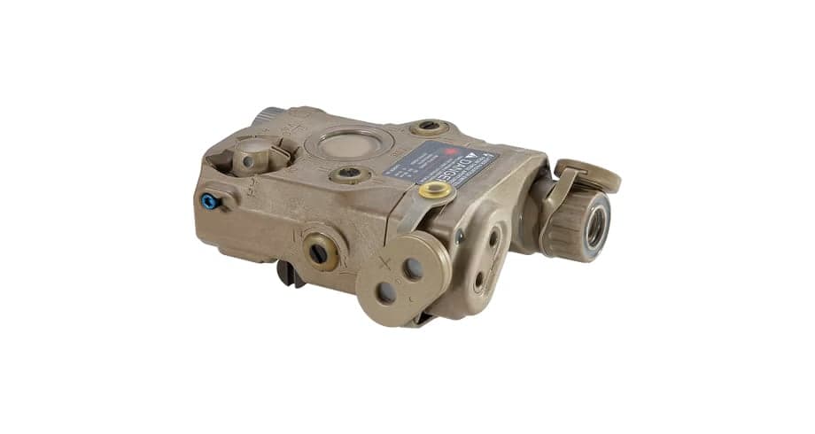 ATPIAL AN/PEQ-15 in tan, three-quarter view