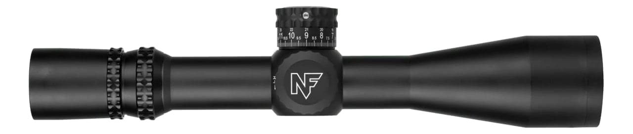 Black mid-range riflescope, full side profile