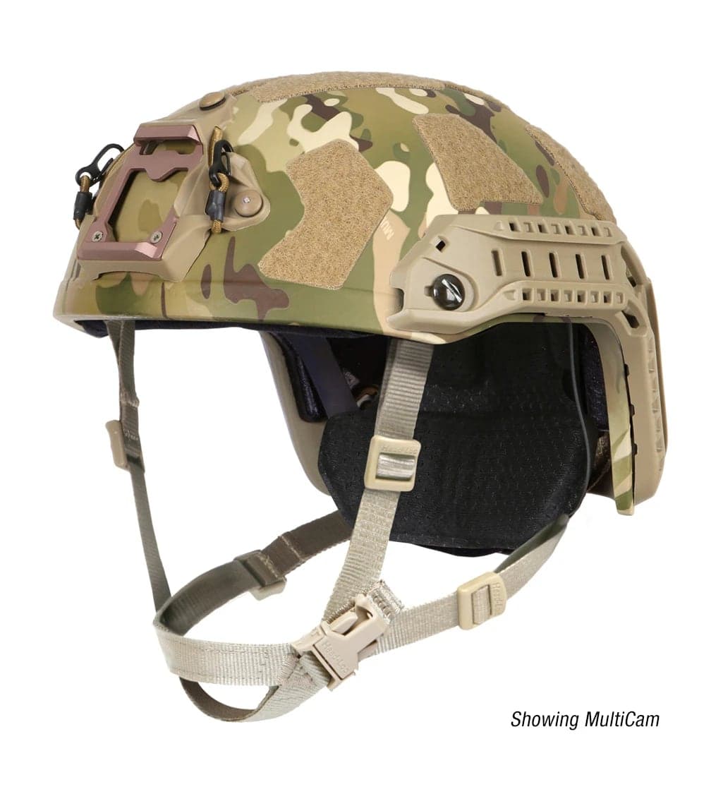 MultiCam FAST SF super high cut helmet with rails and NVG shroud