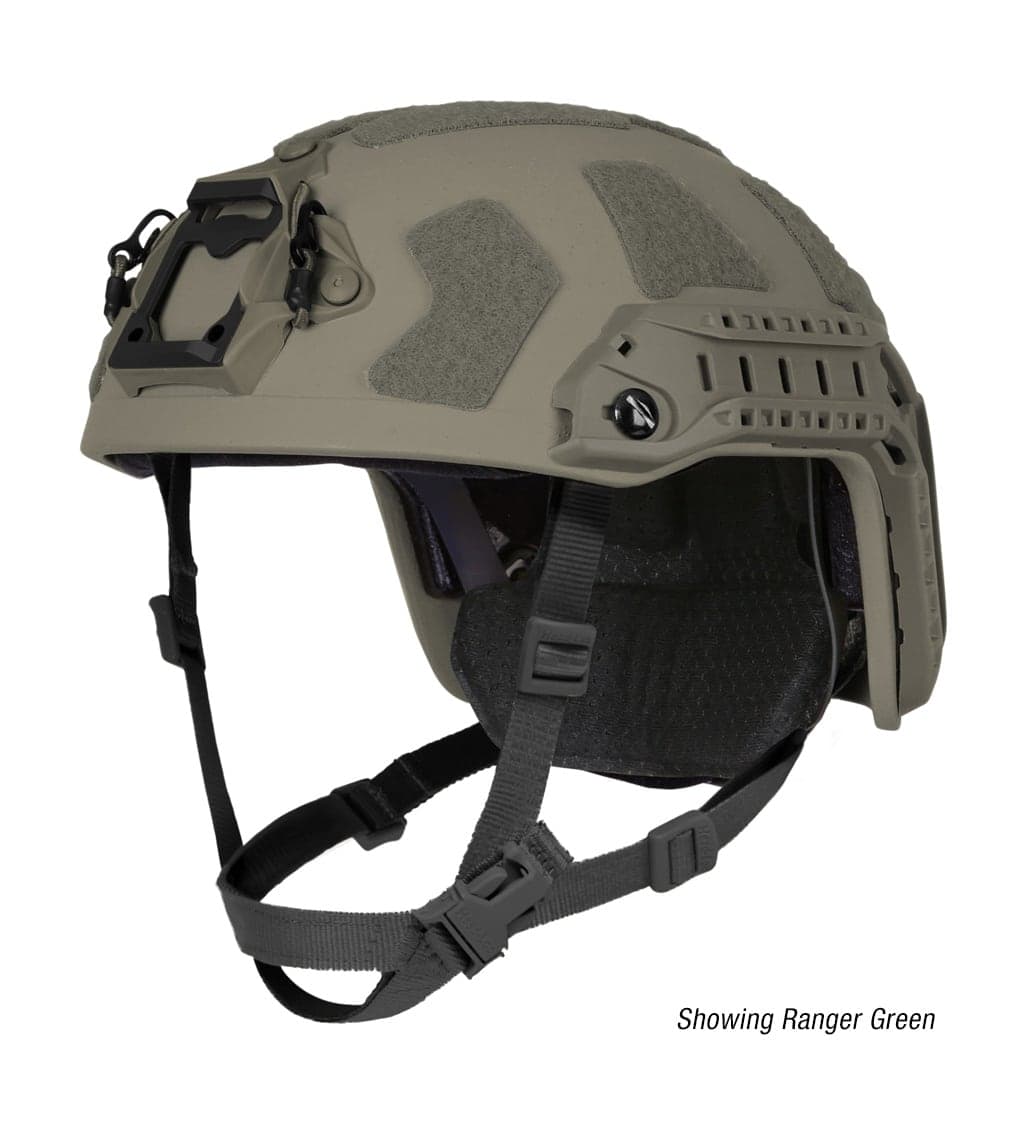 Ranger Green FAST SF super high cut helmet with rails and NVG shroud