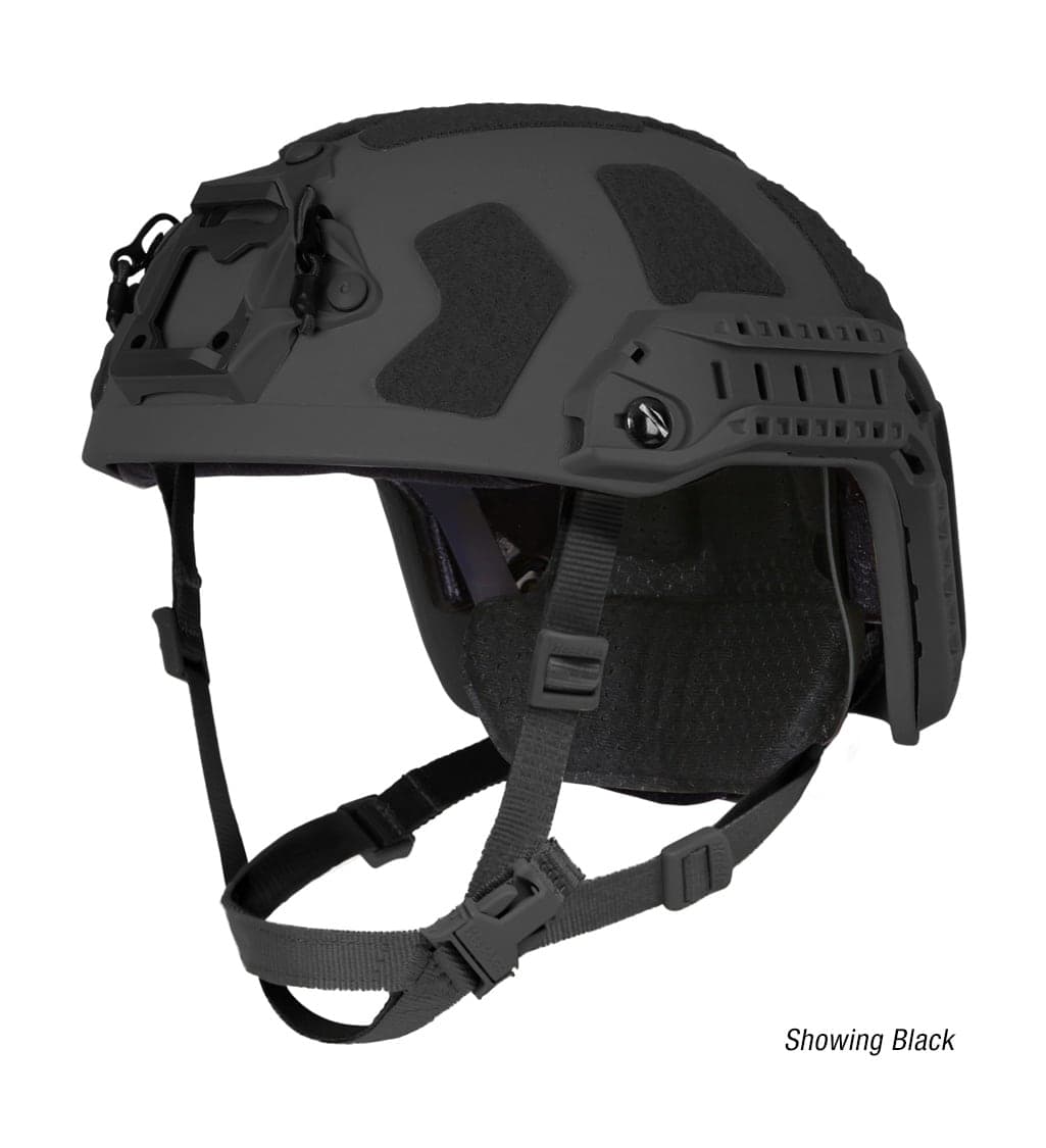 Black FAST SF super high cut helmet with rails and NVG shroud