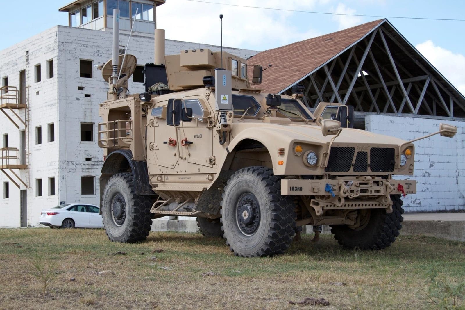 M-ATV fitted with a Prophet signals intelligence system at an urban training area