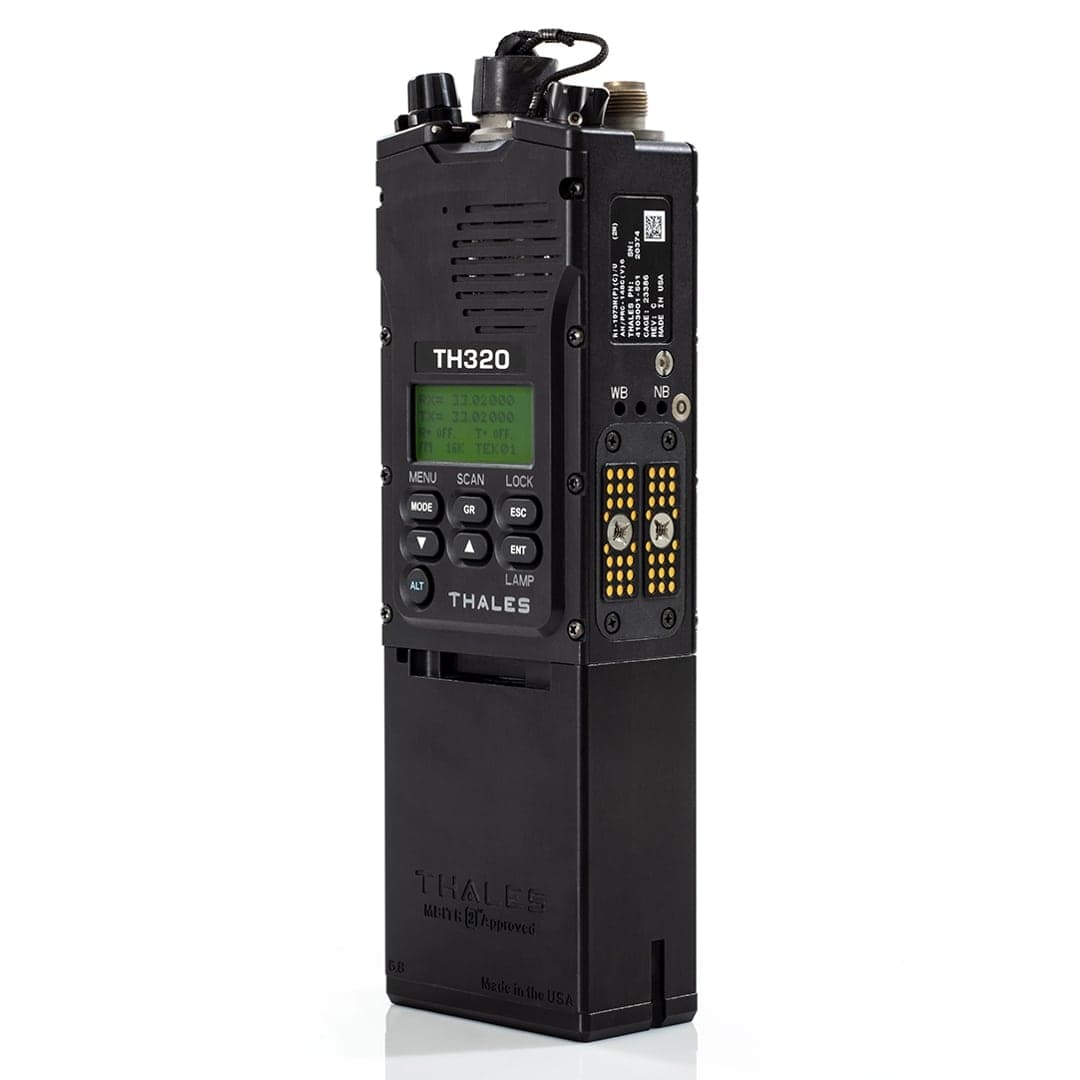 AN/PRC-148C IMBITR radio, front left view on a white background