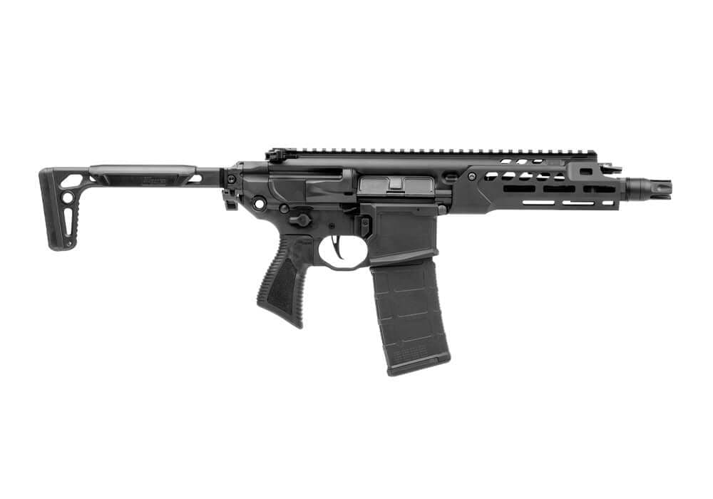 MCX-Rattler LT 5.56 SBR with folding stock, left side view on a white background