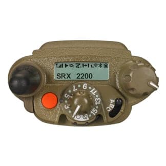 Top view of the SRX 2200 with display, knobs and emergency button