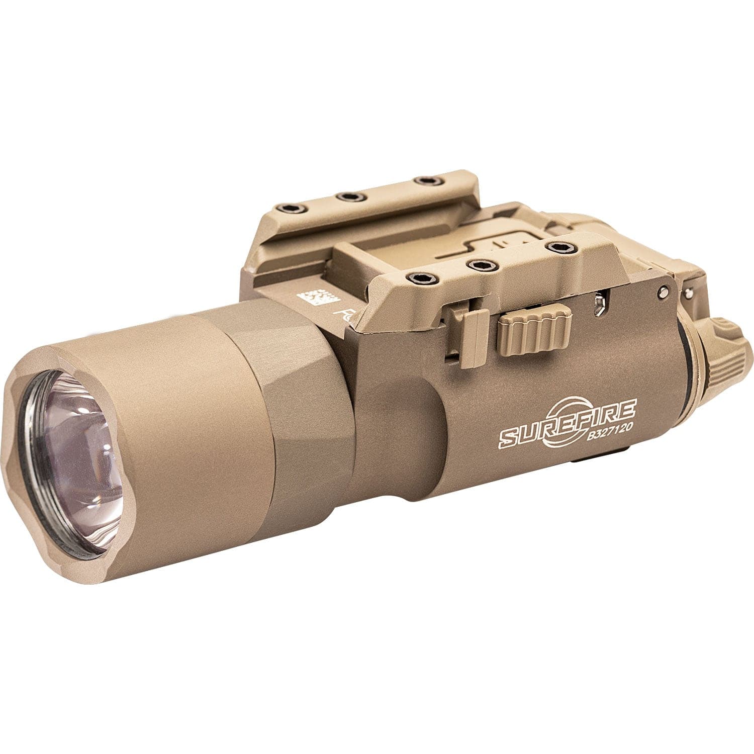 Tan X300U-A-TN WeaponLight seen from the front left